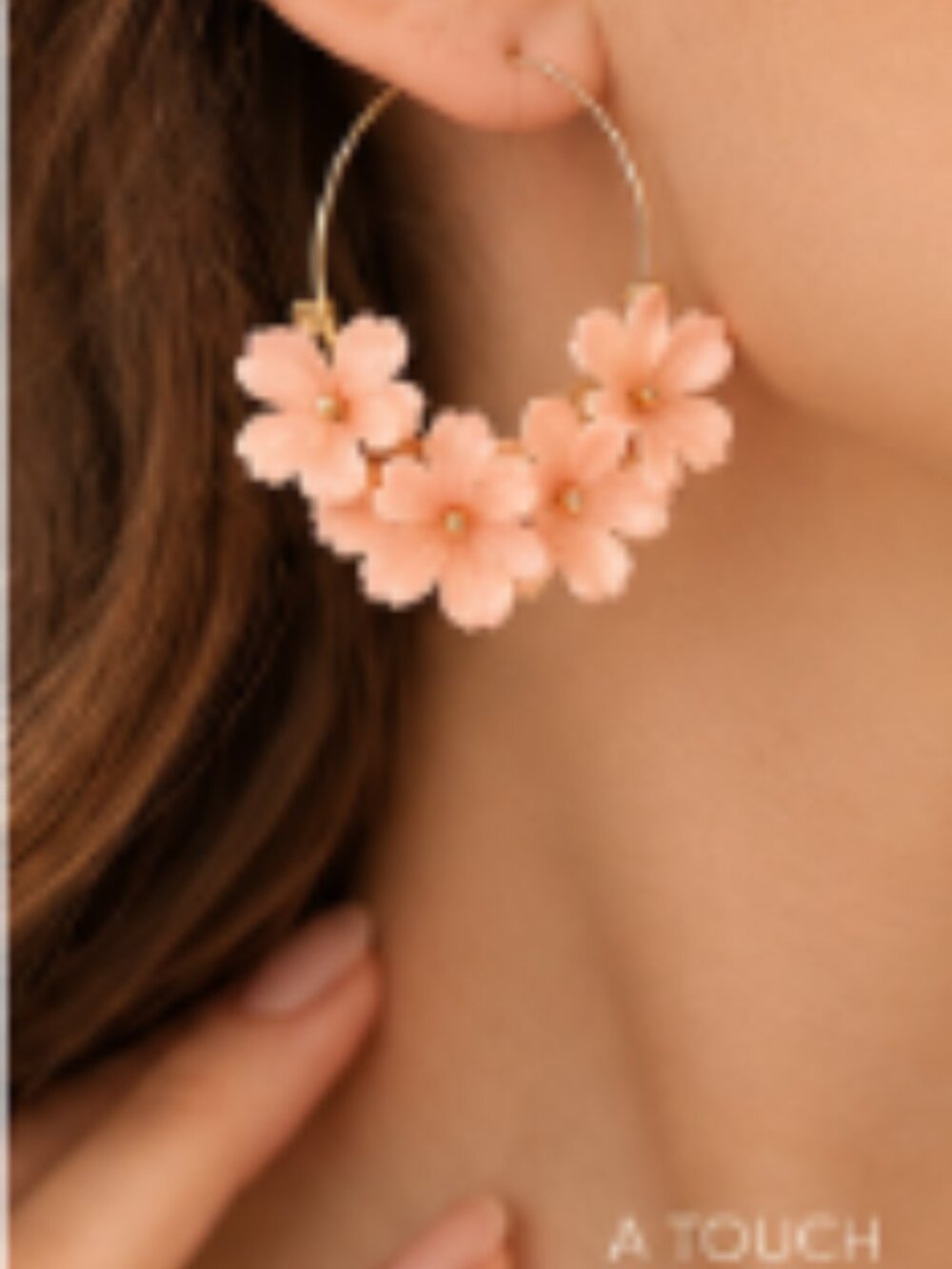 NWT New York & Company Coral Floral Hoop Earrings 🌸